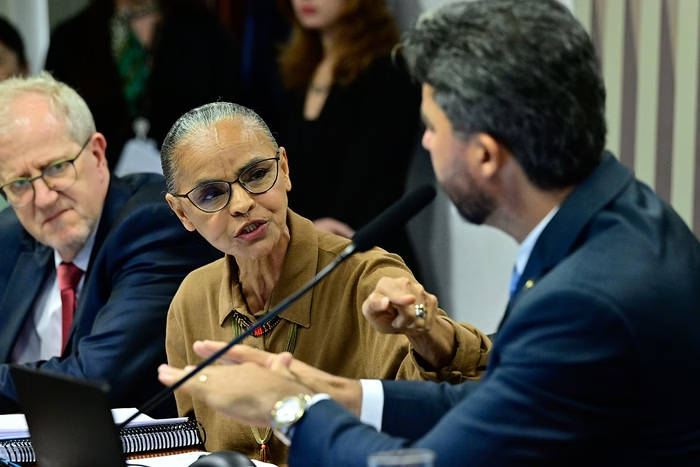 Ministra Marina Silva chegou a ser interrompida em sua fala - Reprodução/Agência Senado