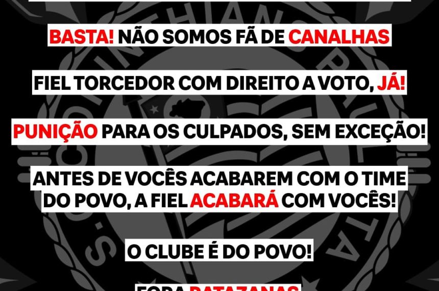 Comunicaco solto pelas organizada do Corinthians. l Foto: Reprodução