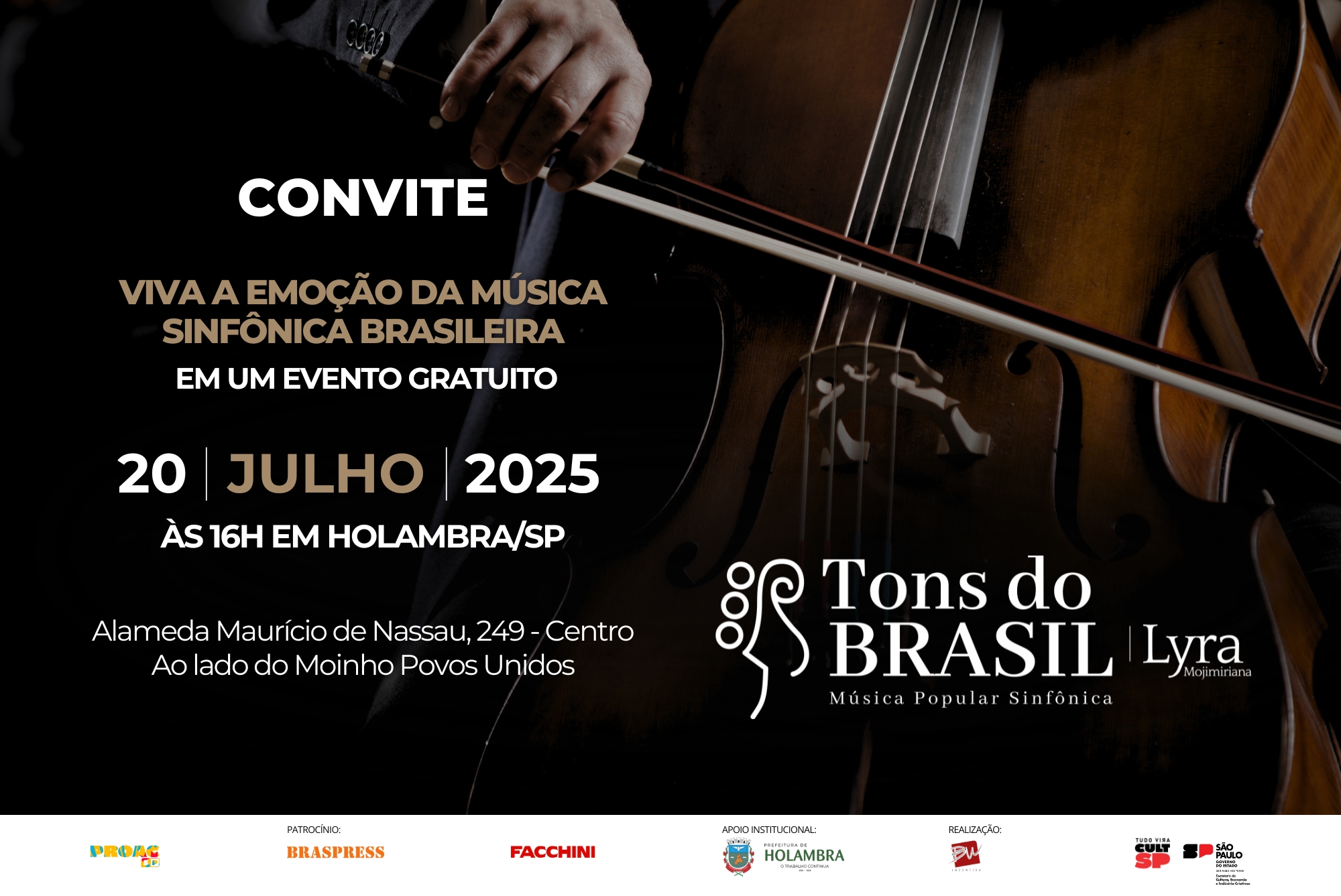 Holambra recebe o projeto Tons do Brasil com orquestra sinfônica gratuita no domingo (20)