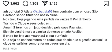São Caetano afasta atleta por jogo na várzea "Traição"