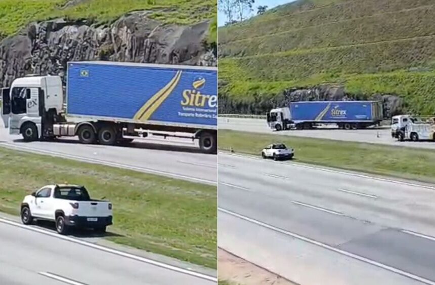 Carreta com simulacro de bomba foi parada atravessada no Rodoanel