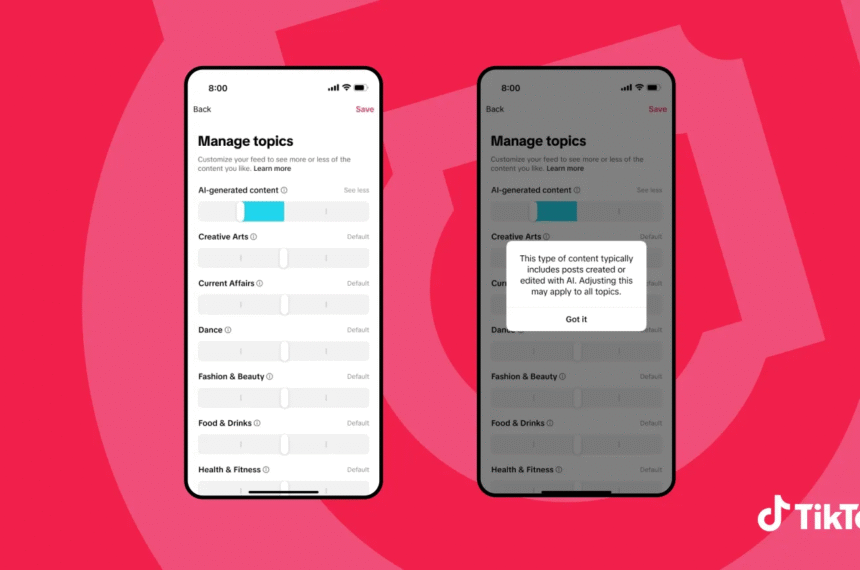 Menos IA no feed? TikTok lança ferramenta de ajuste
