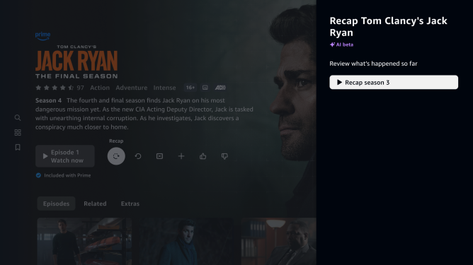 Amazon Prime Video lança "Recaps" de séries com IA