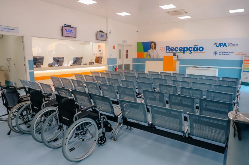 Sala de recepção da nova UPA Vila São Pedro - Igor Cotrim/PMSBC