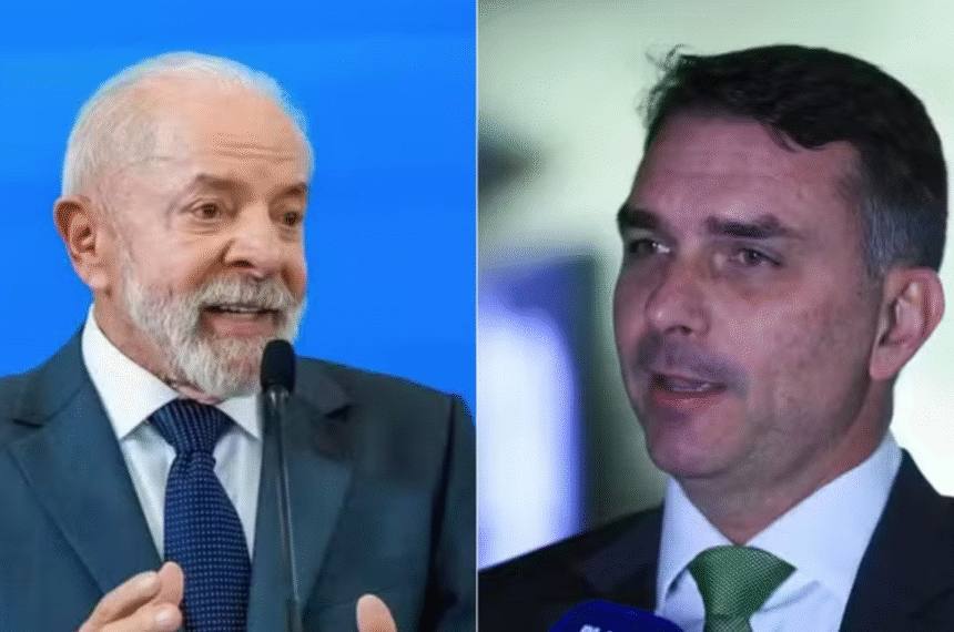 Presidente Lula e o senador Flávio Bolsonaro