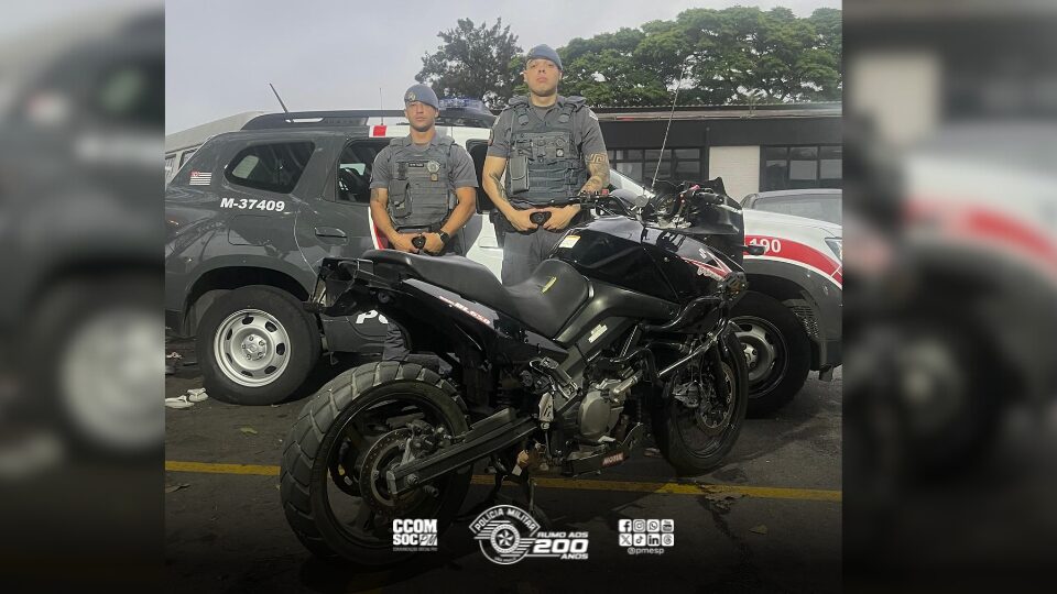 Operação da PM resulta na recuperação de moto roubada