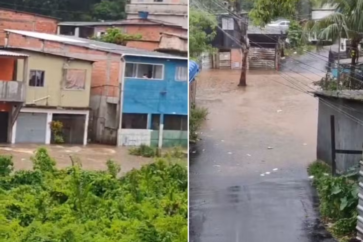 Chuva no litoral de SP causa desabamentos e deixa desabrigados