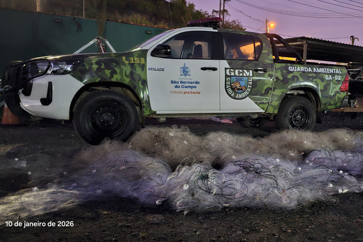 GCM de São Bernardo apreende 180m de redes de pesca e três tarrafas