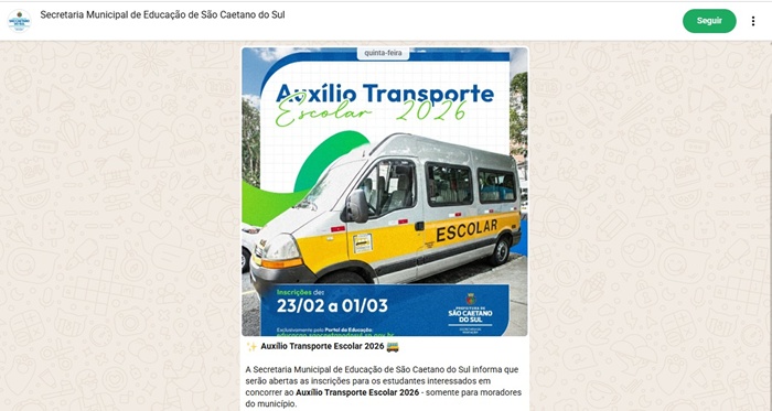 São Caetano lança canal oficial no WhatsApp para a Educação