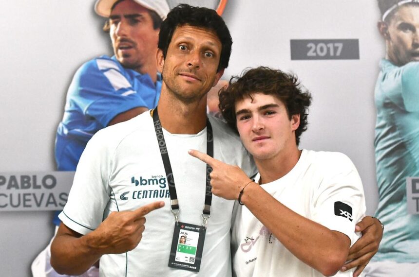 Marcelo Melo e João Fonseca no Rio Open do ano passado