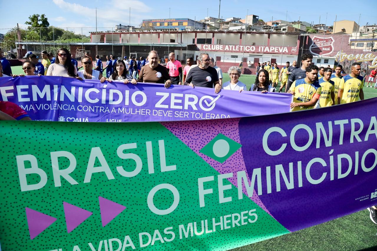 Em Mauá, futebol de várzea realiza campanha de combate ao feminicídio
