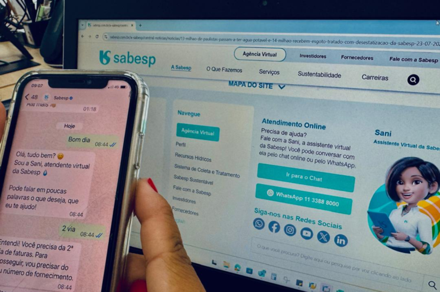 Sabesp envia alerta de alto consumo via WhatsApp a clientes
