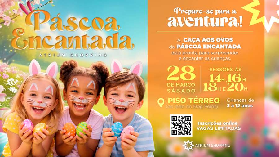 Páscoa no Atrium Shopping promete diversão em família