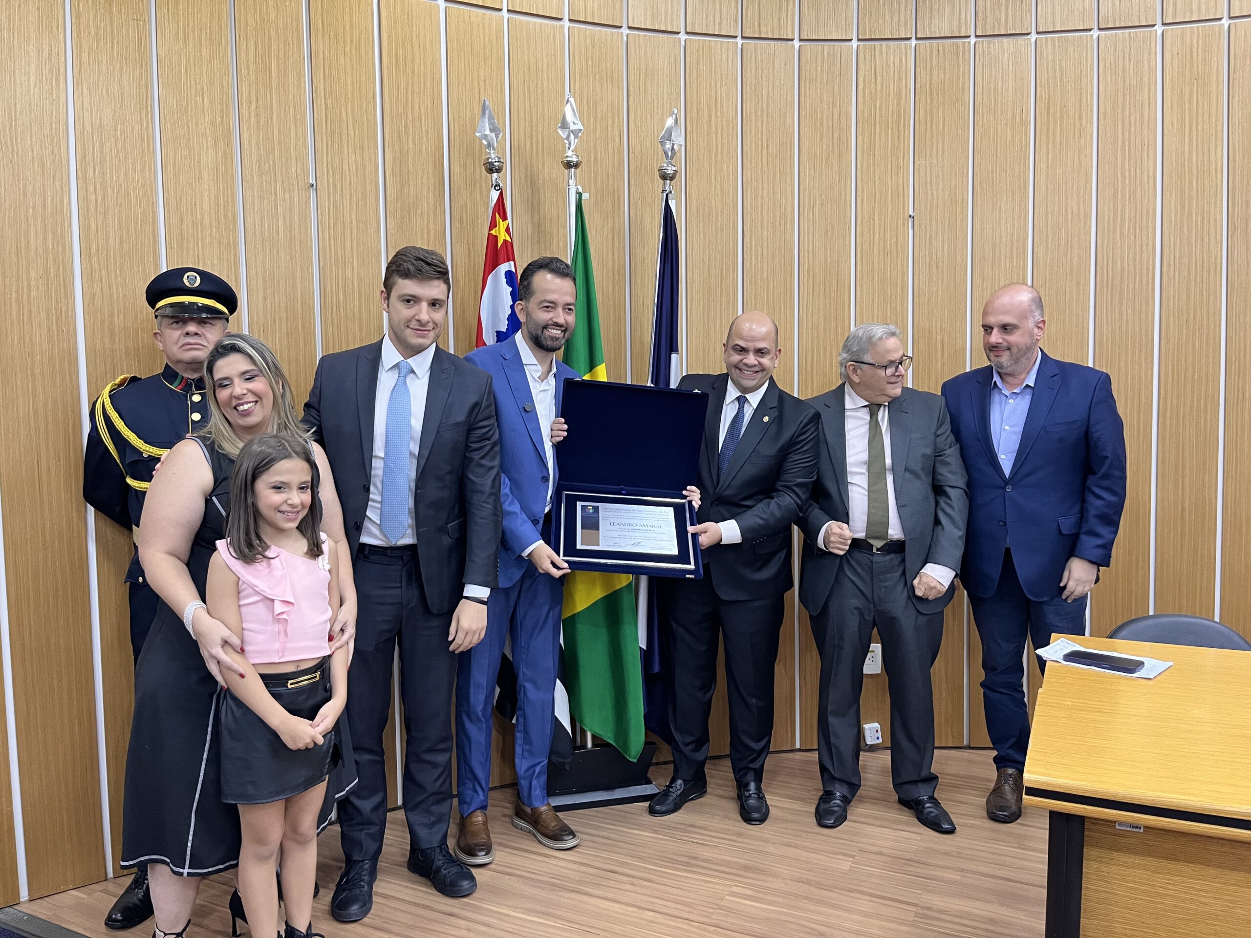 Homenagem à Leandro Amaral na Câmara Municipal de SCS (foto: Thiago Quirino) Jornalista Leandro Amaral é homenageado em São Caetano