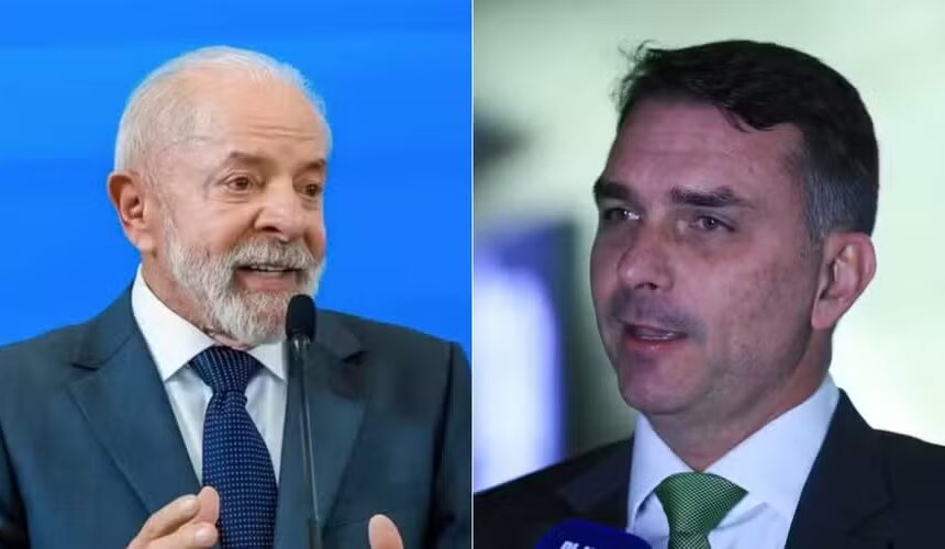 Presidente Lula e o senador Flávio Bolsonaro - datafolha corrida eleitoral