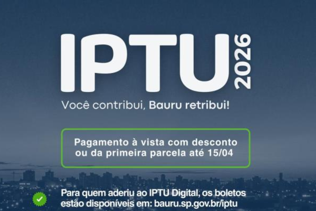 Bauru: IPTU com desconto vence na quarta-feira dia 15