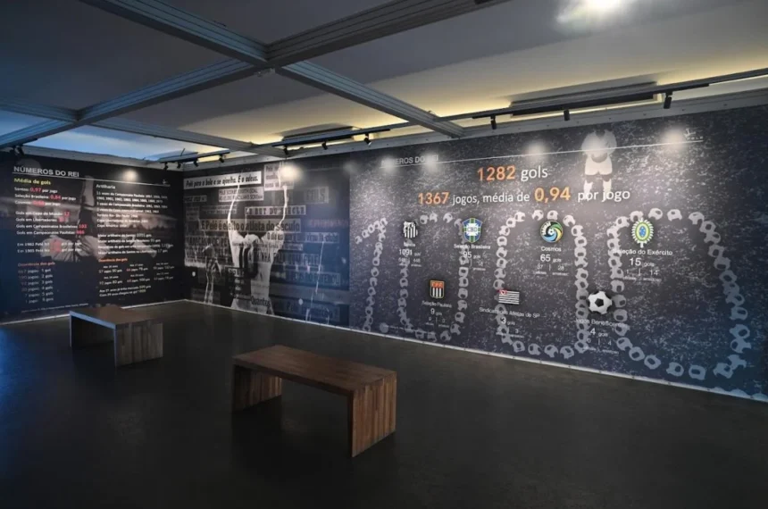 Obras de arte do futebol no Museu Pelé, em Santos - (Henrique Teixeira/Prefeitura de Santos)