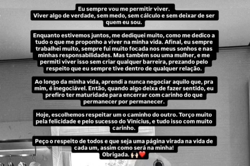 Virginia Fonseca anuncia fim do relacionamento com Vini Jr