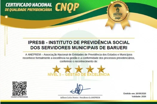 Barueri conquista selo de excelência em gestão previdenciária