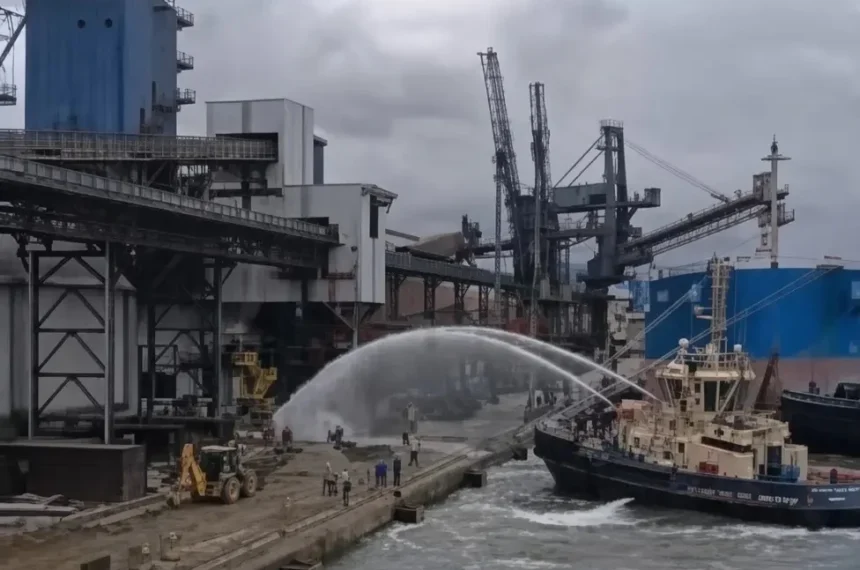 Incêndio em terminal no Porto de Santos 