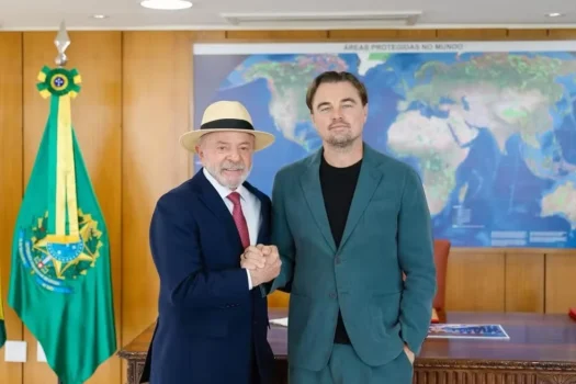 Lula e Janja recebem Leonardo DiCaprio no Planalto