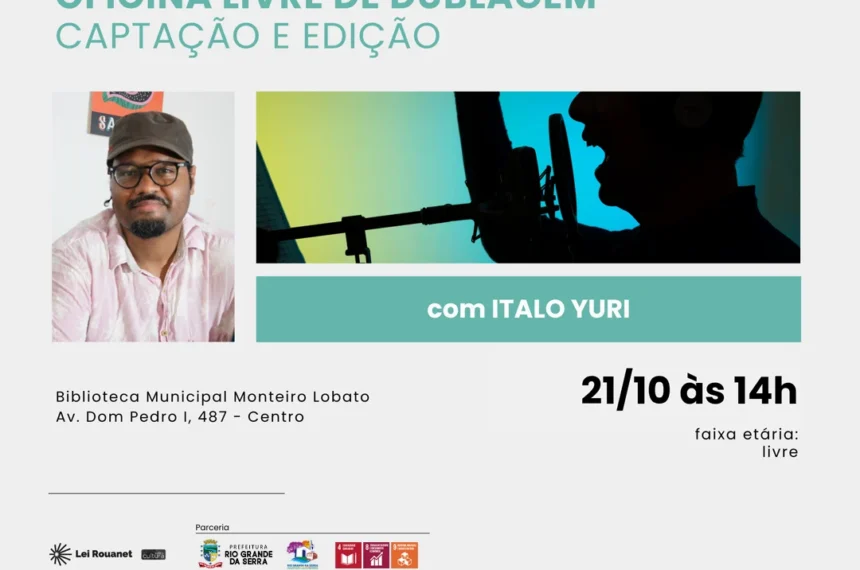 Oficina de dublagem gratuita abre inscrições em Rio Grande da Serra
